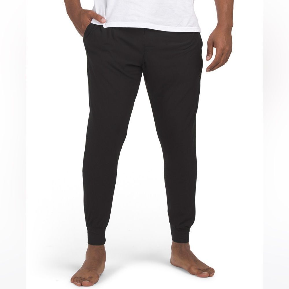 JOCKEY Men’s Black Gray Elastic Gray Logo Waist Lounge Jersey Joggers w pockets
